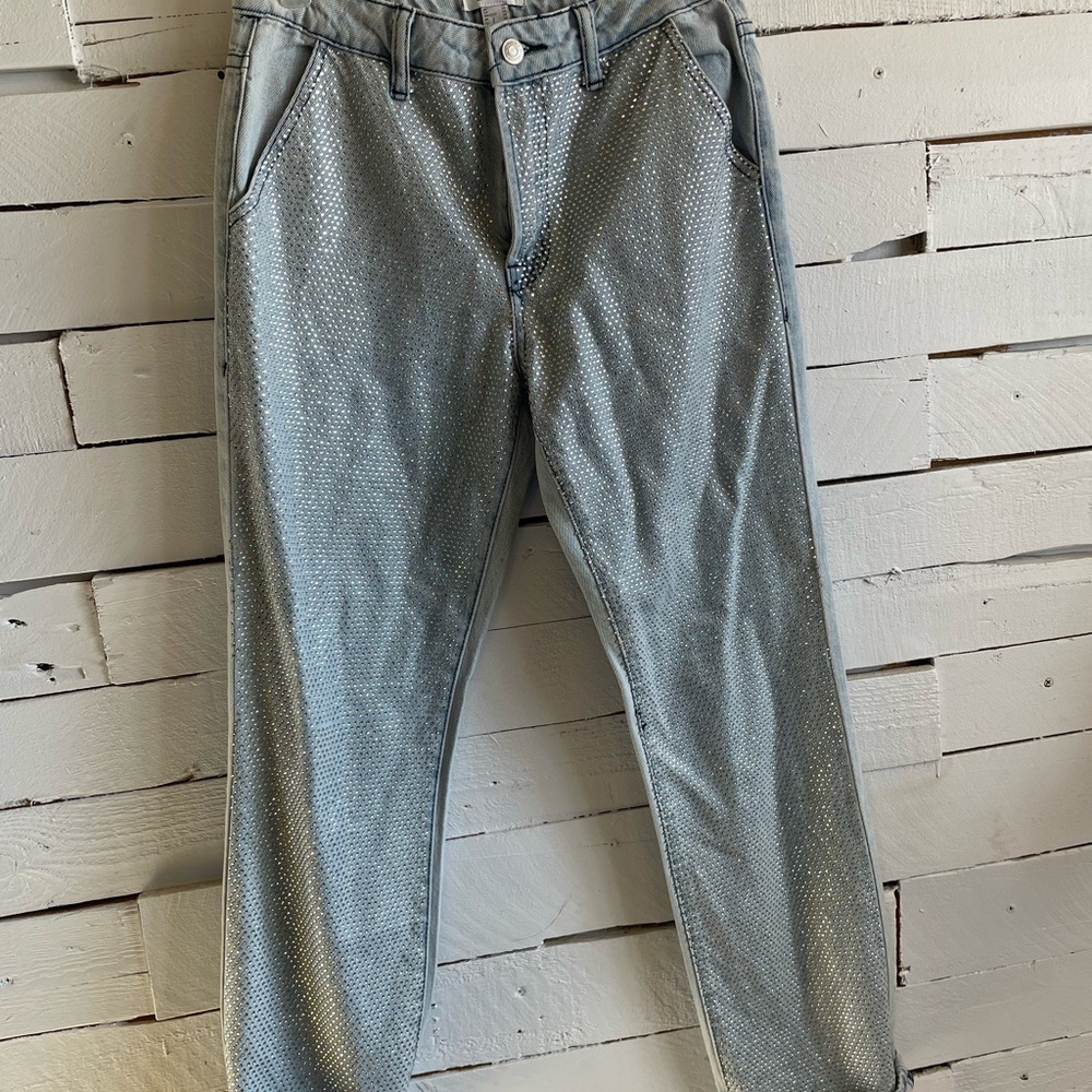 Forever 21 Silver Studded Jeans